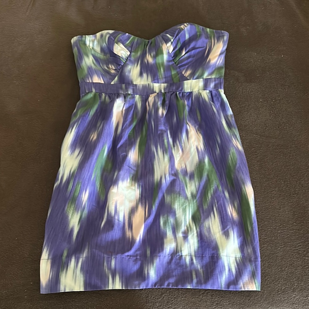 Shoshanna Purple Blue Strapless Babydoll Dress